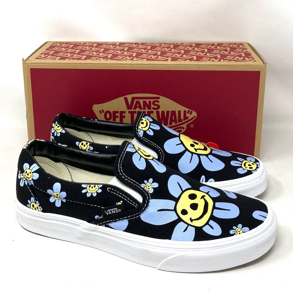 VANS Classic Slip On Low Top Black Floral Canvas Men’s Size Sneakers VN0A5JMHY23 - Picture 2 of 11